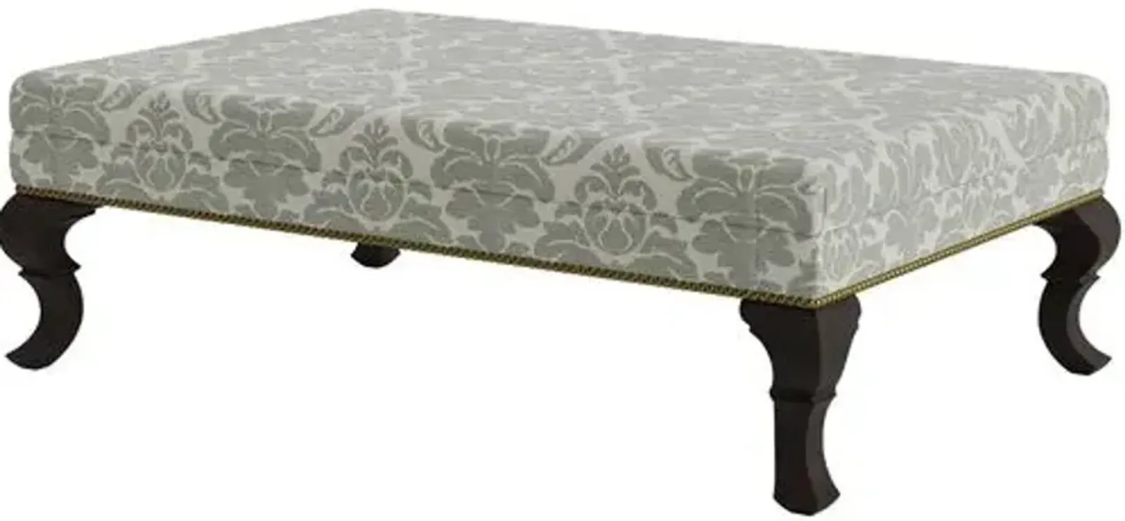 Marth Stewart Wallace Ottoman - Skylands Damask - Handcrafted - Green