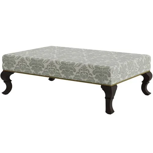 Marth Stewart Wallace Ottoman - Skylands Damask - Handcrafted - Green