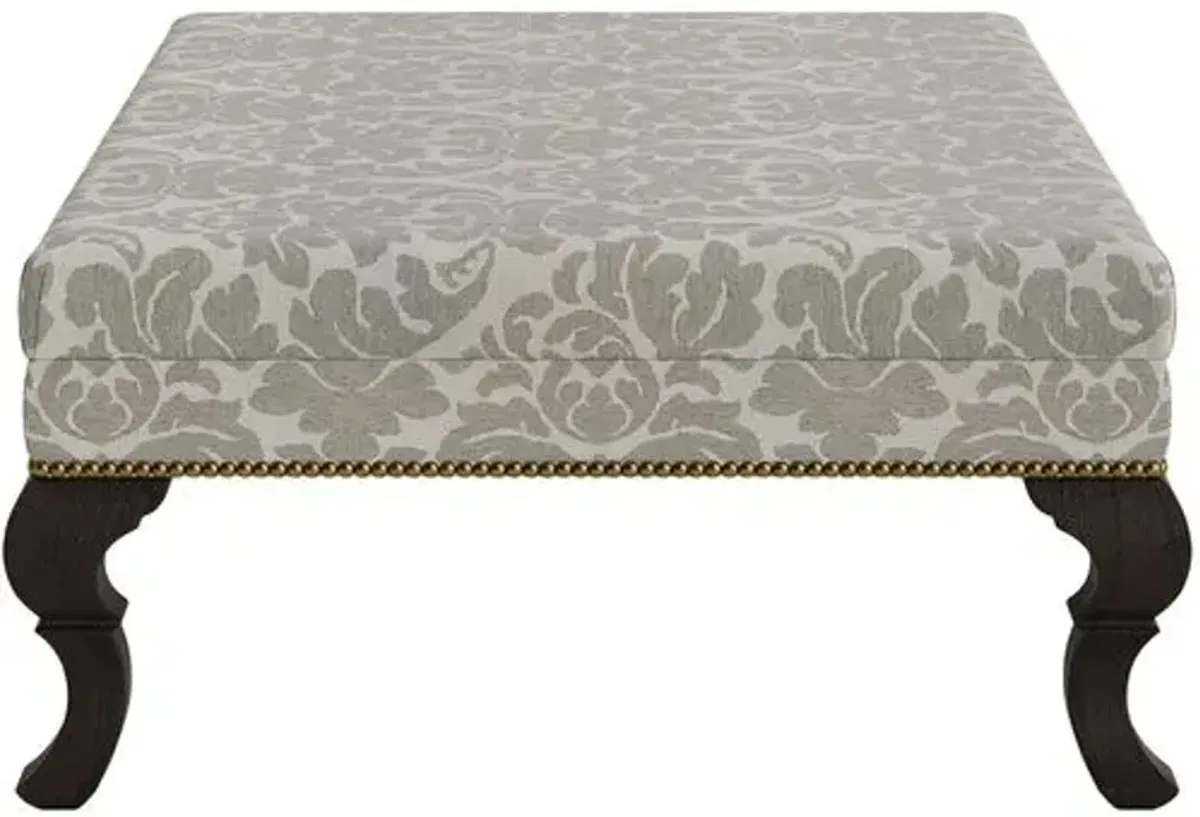 Marth Stewart Wallace Ottoman - Skylands Damask - Handcrafted - Gray