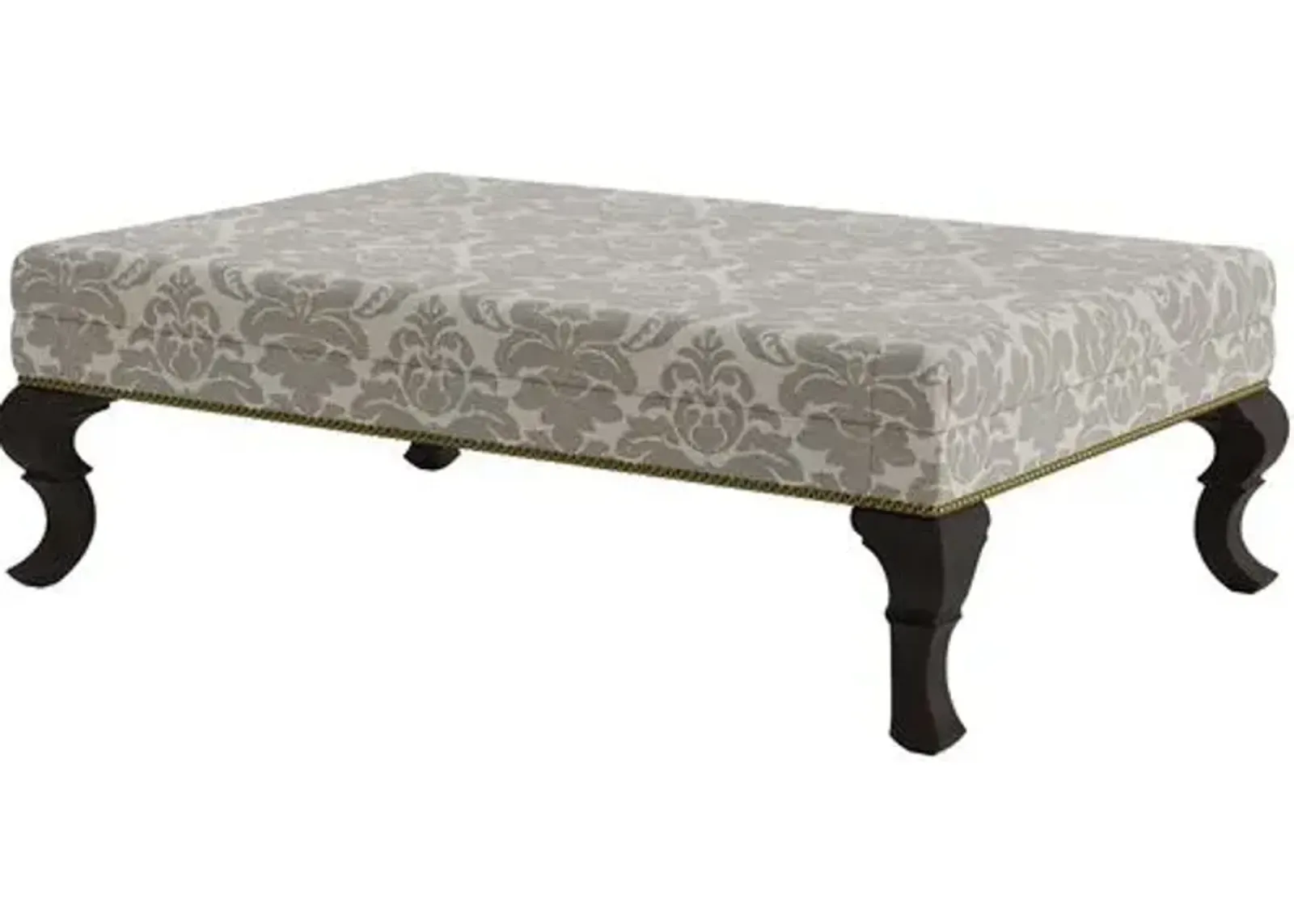 Marth Stewart Wallace Ottoman - Skylands Damask - Handcrafted - Gray