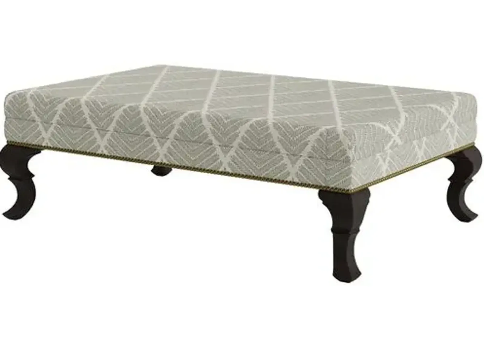 Marth Stewart Wallace Ottoman - Bedford Jacquard - Handcrafted - Green