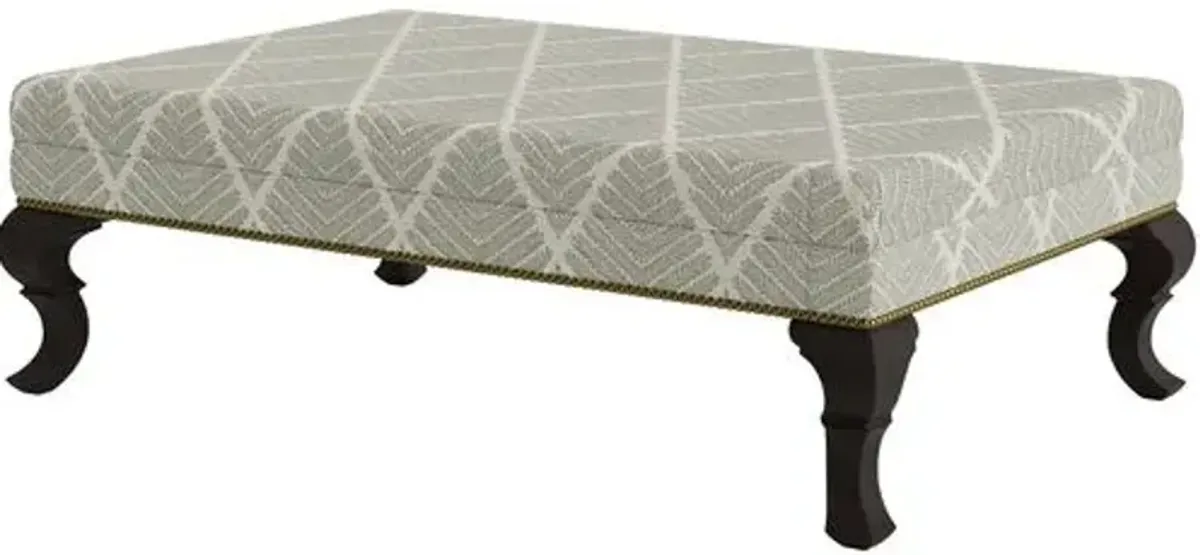 Marth Stewart Wallace Ottoman - Bedford Jacquard - Handcrafted - Green