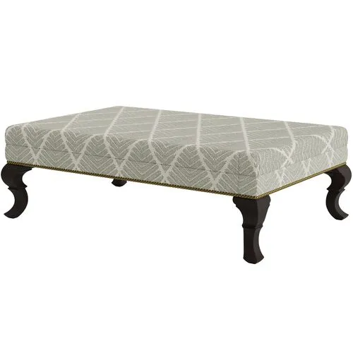 Marth Stewart Wallace Ottoman - Bedford Jacquard - Handcrafted - Green