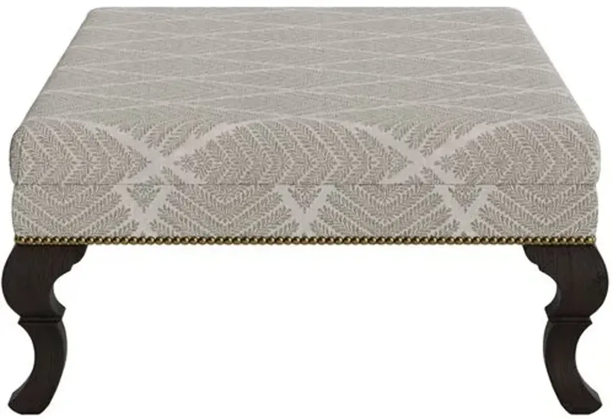 Marth Stewart Wallace Ottoman - Bedford Jacquard - Handcrafted - Gray