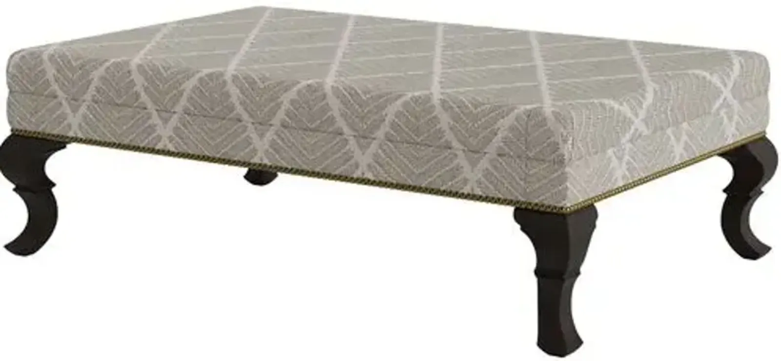 Marth Stewart Wallace Ottoman - Bedford Jacquard - Handcrafted - Gray