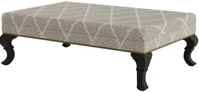 Marth Stewart Wallace Ottoman - Bedford Jacquard - Handcrafted - Gray