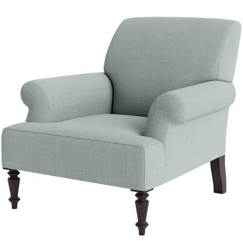 Marth Stewart Grady Chair - Lily Pond Linen Weave - Handcrafted - Blue