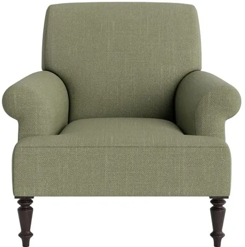 Marth Stewart Grady Chair - Lily Pond Linen Weave - Handcrafted - Green