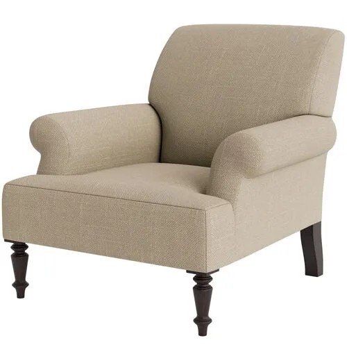 Marth Stewart Grady Chair - Lily Pond Linen Weave - Handcrafted - Brown