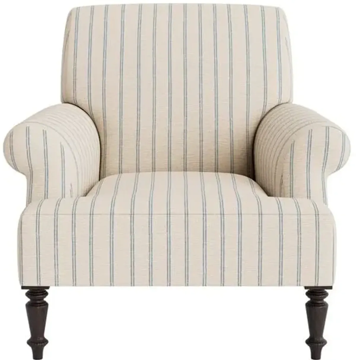 Marth Stewart Grady Chair - Lily Pond Linen Weave Stripe - Handcrafted - Blue