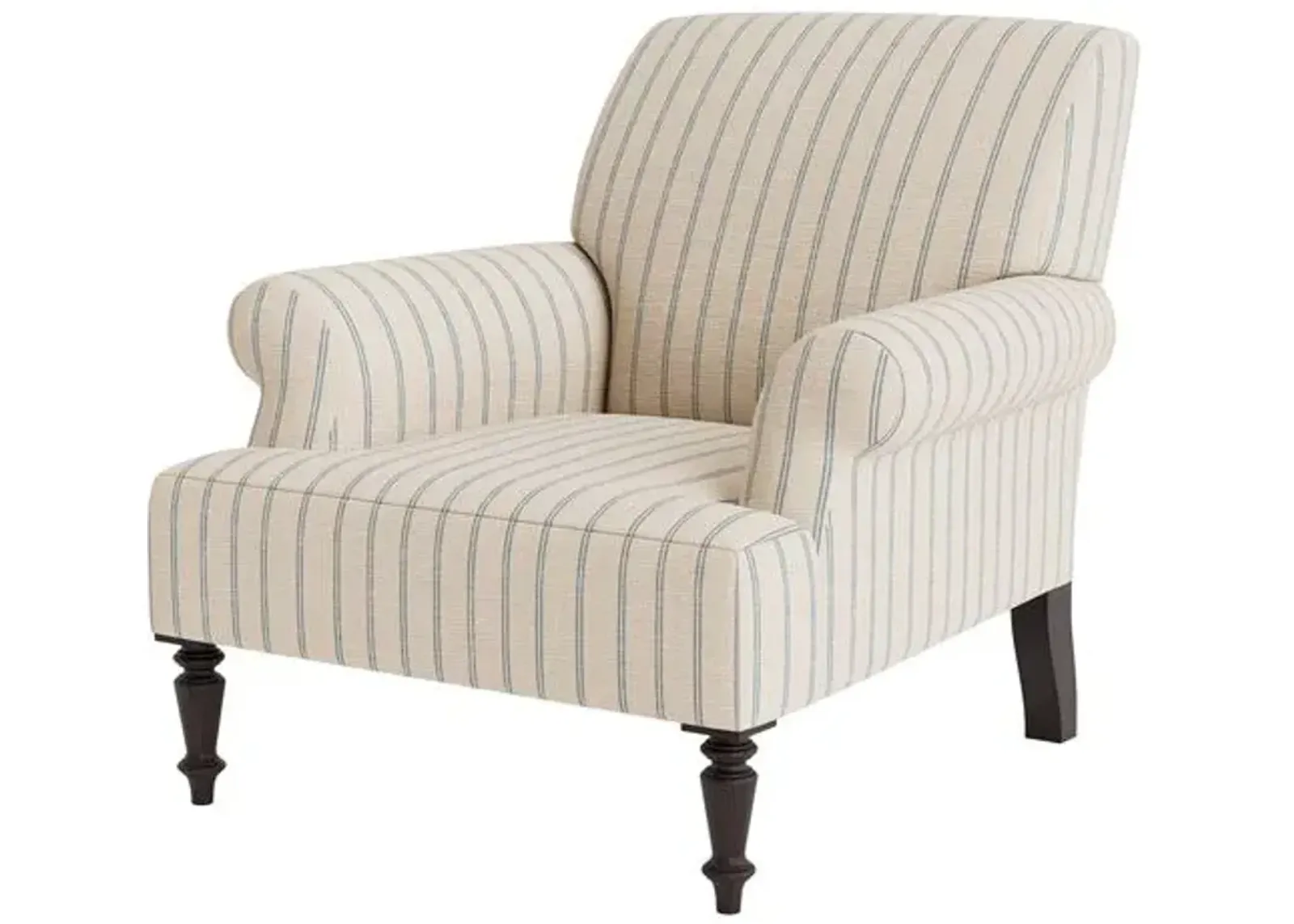 Marth Stewart Grady Chair - Lily Pond Linen Weave Stripe - Handcrafted - Blue