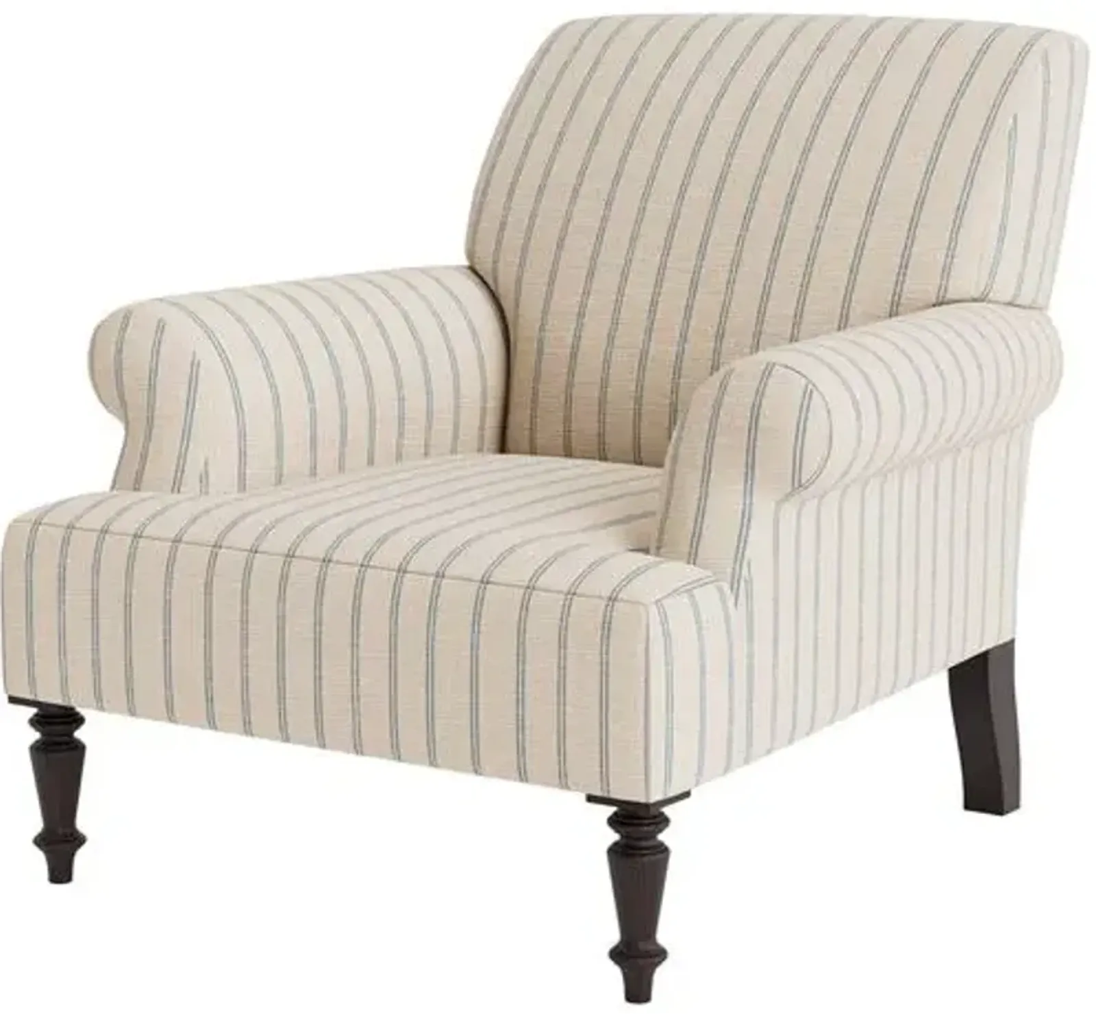 Marth Stewart Grady Chair - Lily Pond Linen Weave Stripe - Handcrafted - Blue