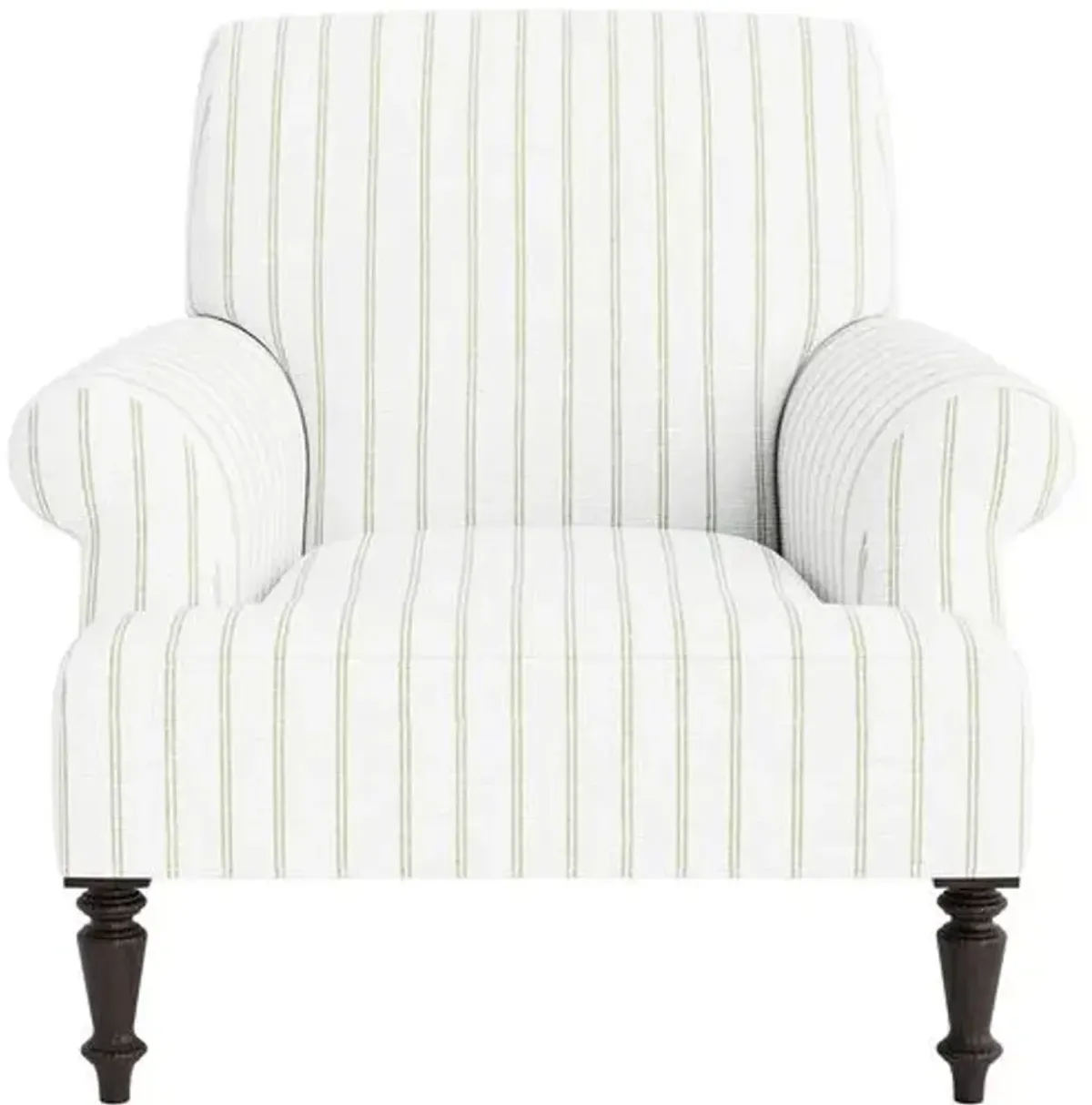 Marth Stewart Grady Chair - Lily Pond Linen Weave Stripe - Handcrafted - Green