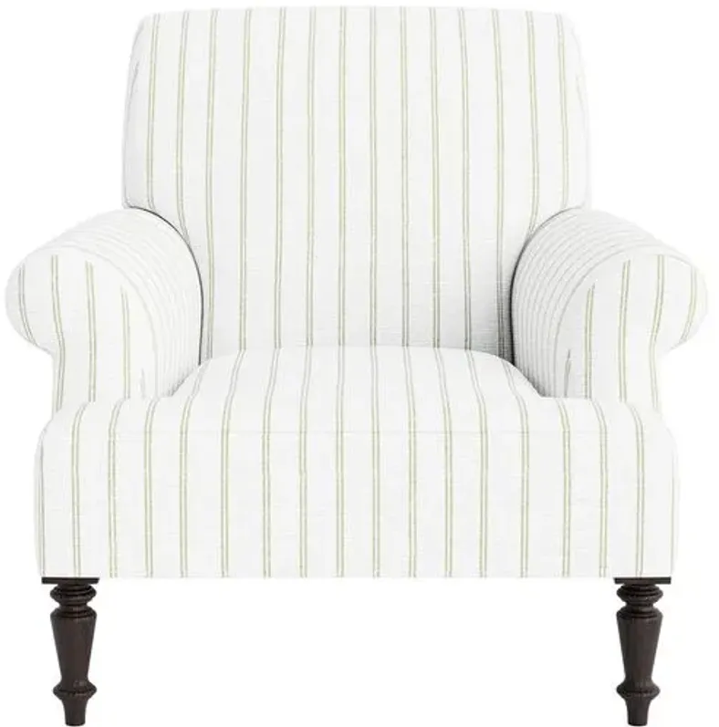 Marth Stewart Grady Chair - Lily Pond Linen Weave Stripe - Handcrafted - Green