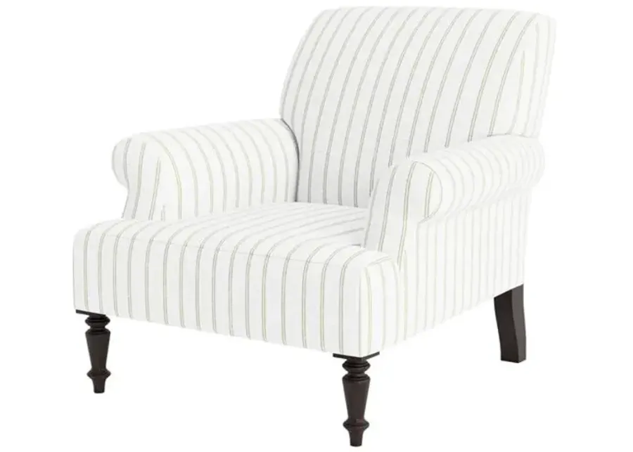 Marth Stewart Grady Chair - Lily Pond Linen Weave Stripe - Handcrafted - Green