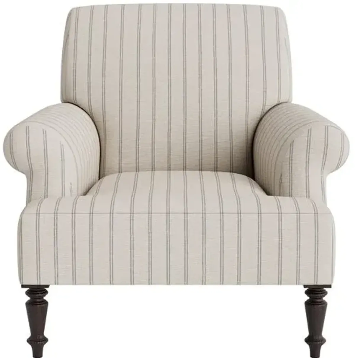 Marth Stewart Grady Chair - Lily Pond Linen Weave Stripe - Handcrafted - Gray