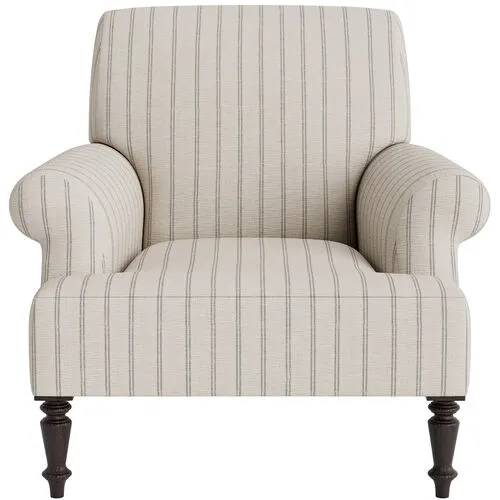 Marth Stewart Grady Chair - Lily Pond Linen Weave Stripe - Handcrafted - Gray