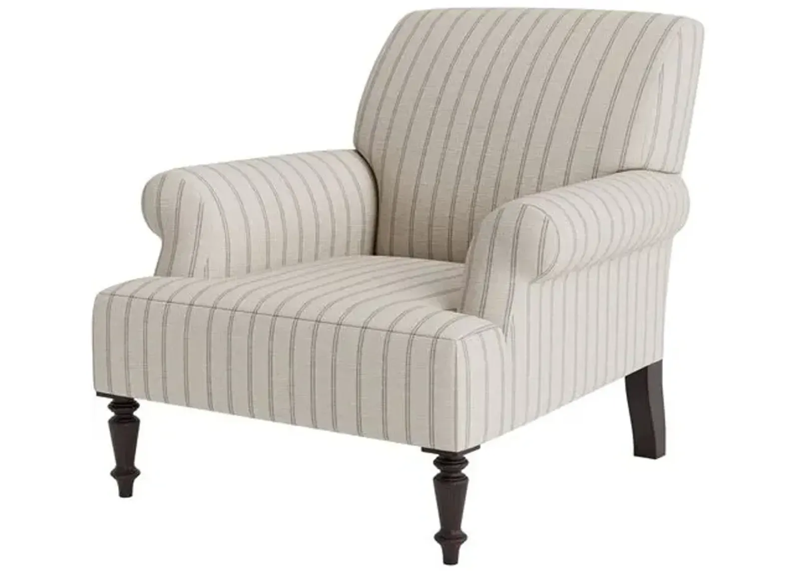 Marth Stewart Grady Chair - Lily Pond Linen Weave Stripe - Handcrafted - Gray