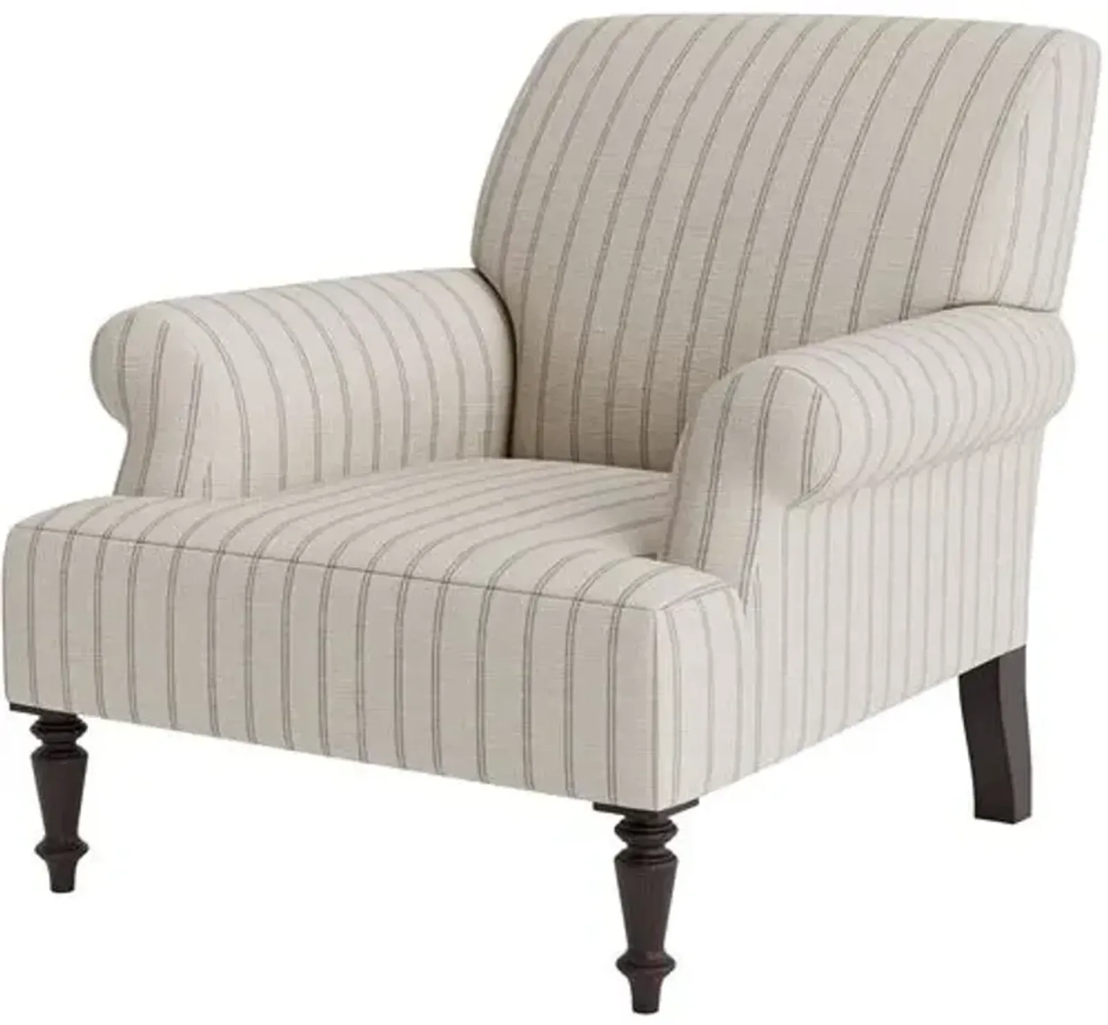 Marth Stewart Grady Chair - Lily Pond Linen Weave Stripe - Handcrafted - Gray