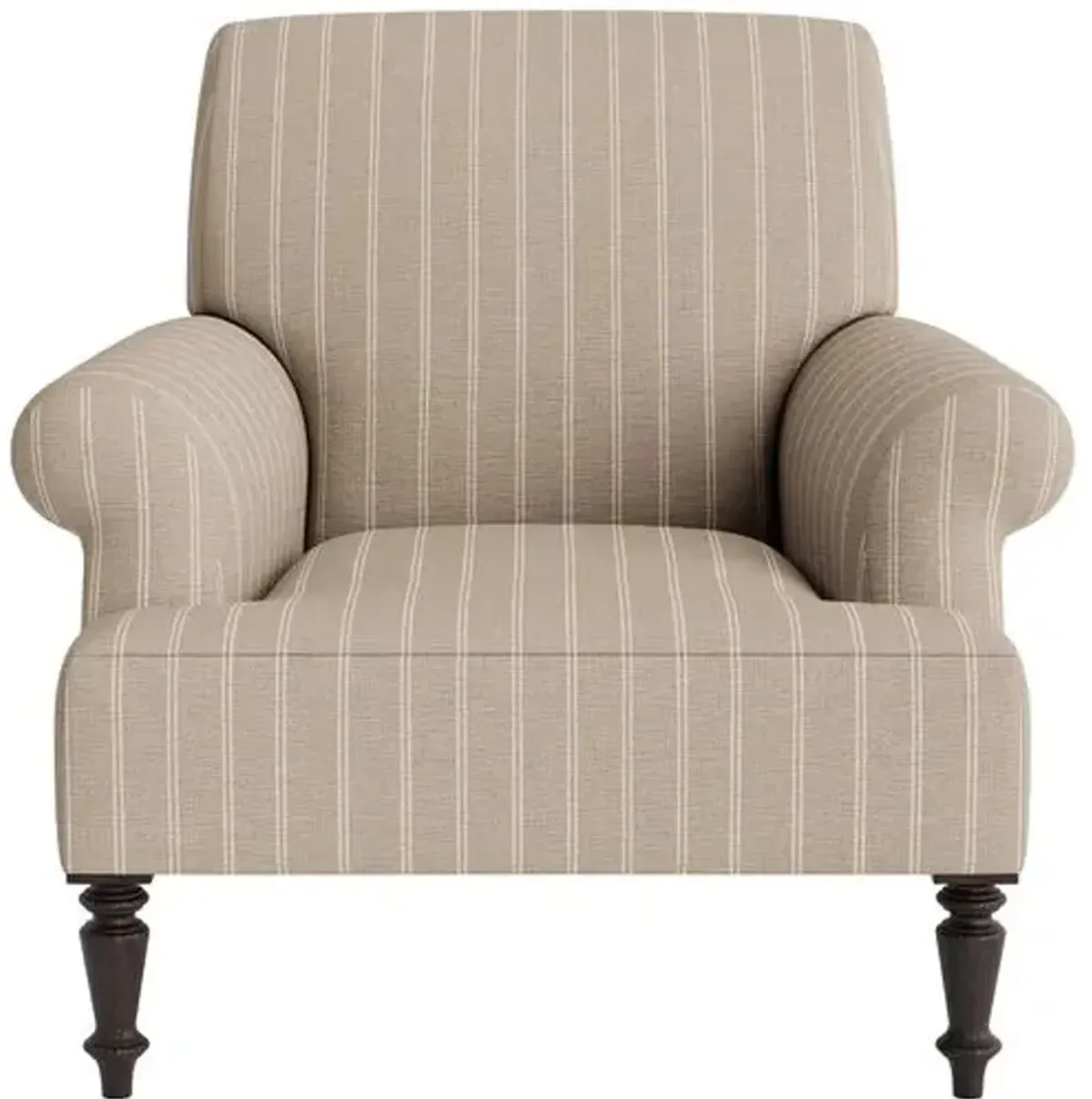 Marth Stewart Grady Chair - Lily Pond Linen Weave Stripe - Handcrafted - Brown