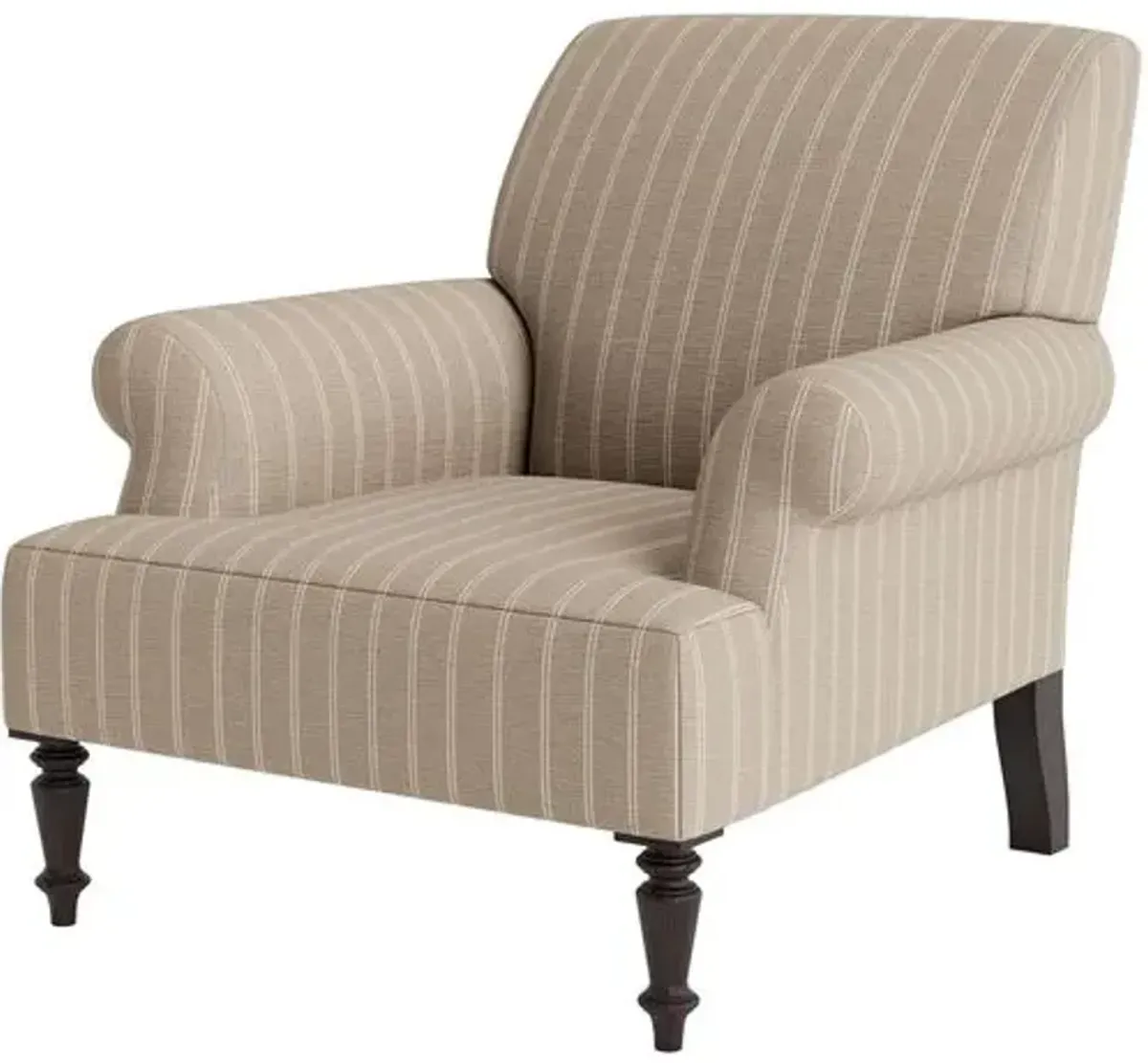 Marth Stewart Grady Chair - Lily Pond Linen Weave Stripe - Handcrafted - Brown