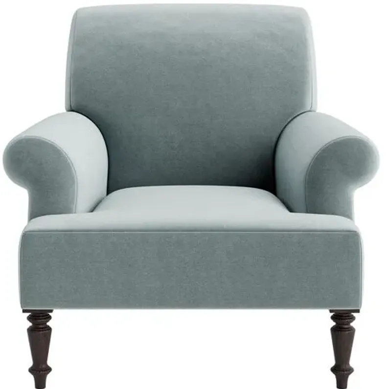 Marth Stewart Grady Chair - Perry Street Velvet - Handcrafted - Blue