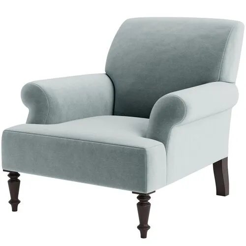 Marth Stewart Grady Chair - Perry Street Velvet - Handcrafted - Blue