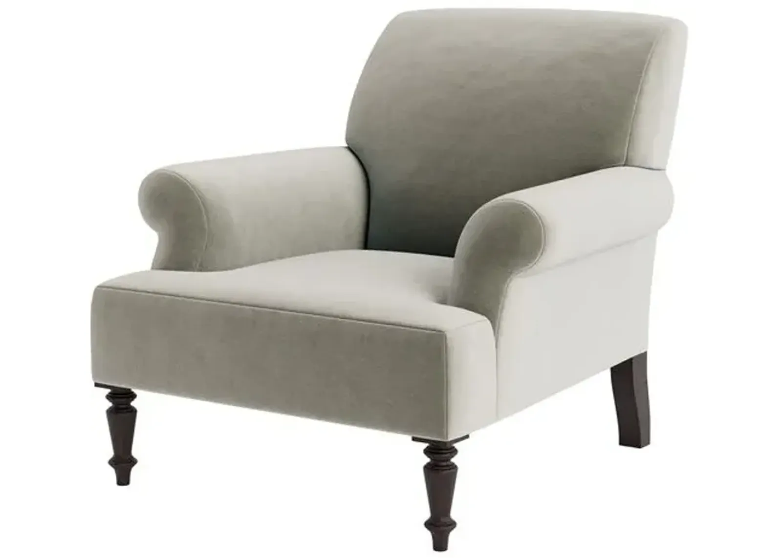 Marth Stewart Grady Chair - Perry Street Velvet - Handcrafted - Gray