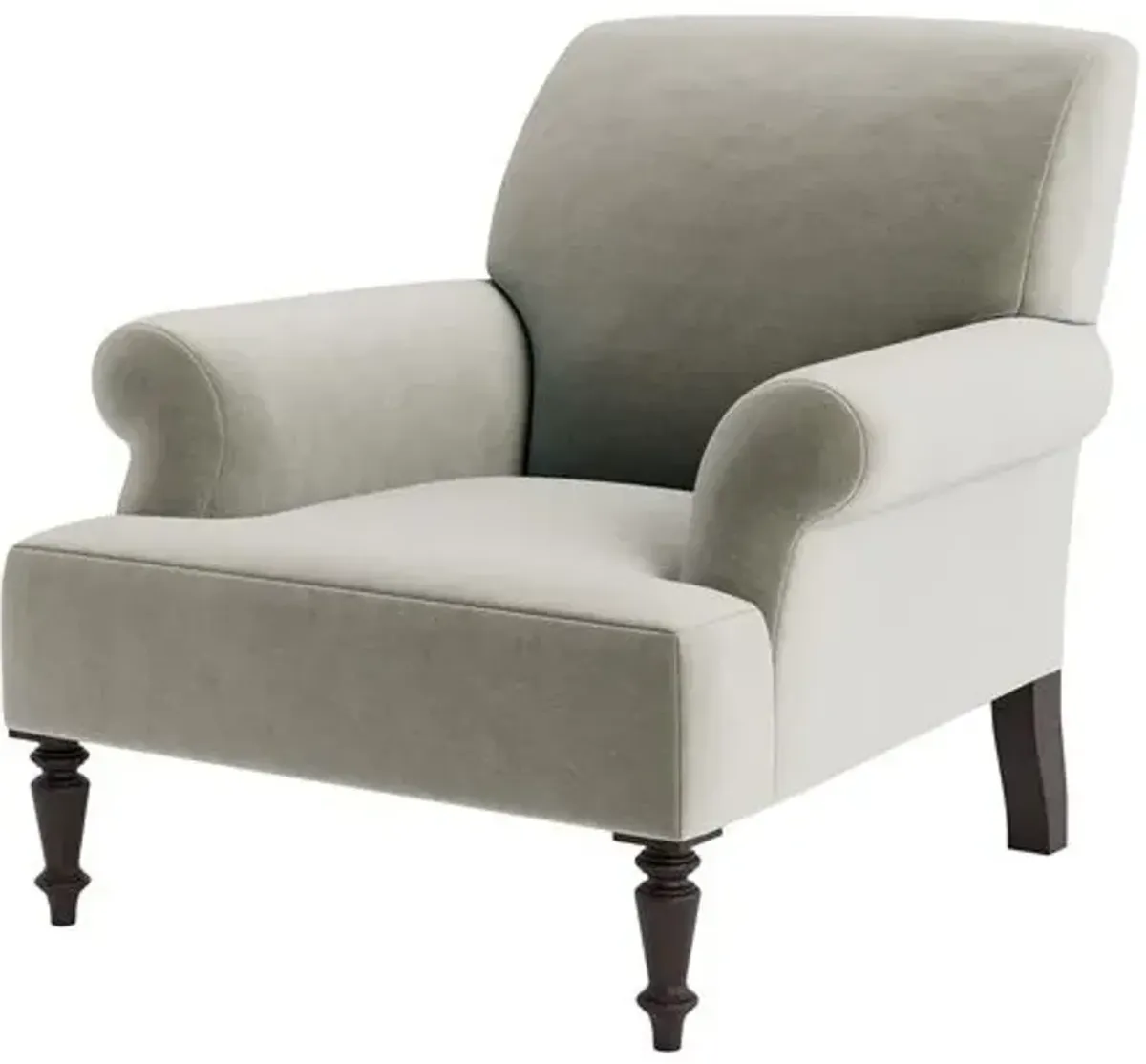 Marth Stewart Grady Chair - Perry Street Velvet - Handcrafted - Gray