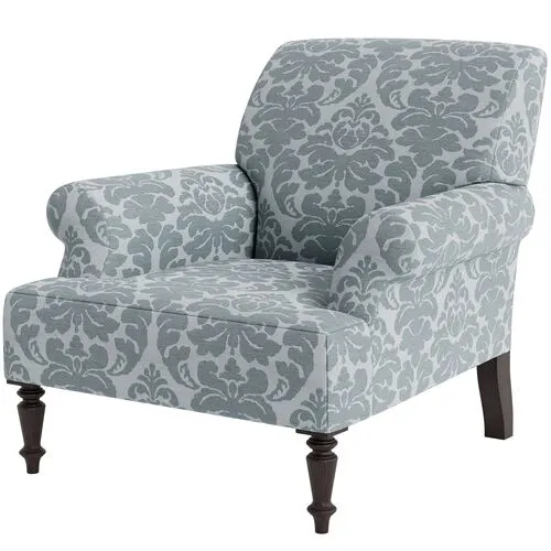 Marth Stewart Grady Chair - Skylands Damask - Handcrafted - Blue