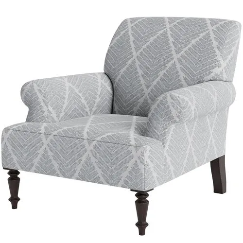 Marth Stewart Grady Chair - Bedford Jacquard - Handcrafted - Blue