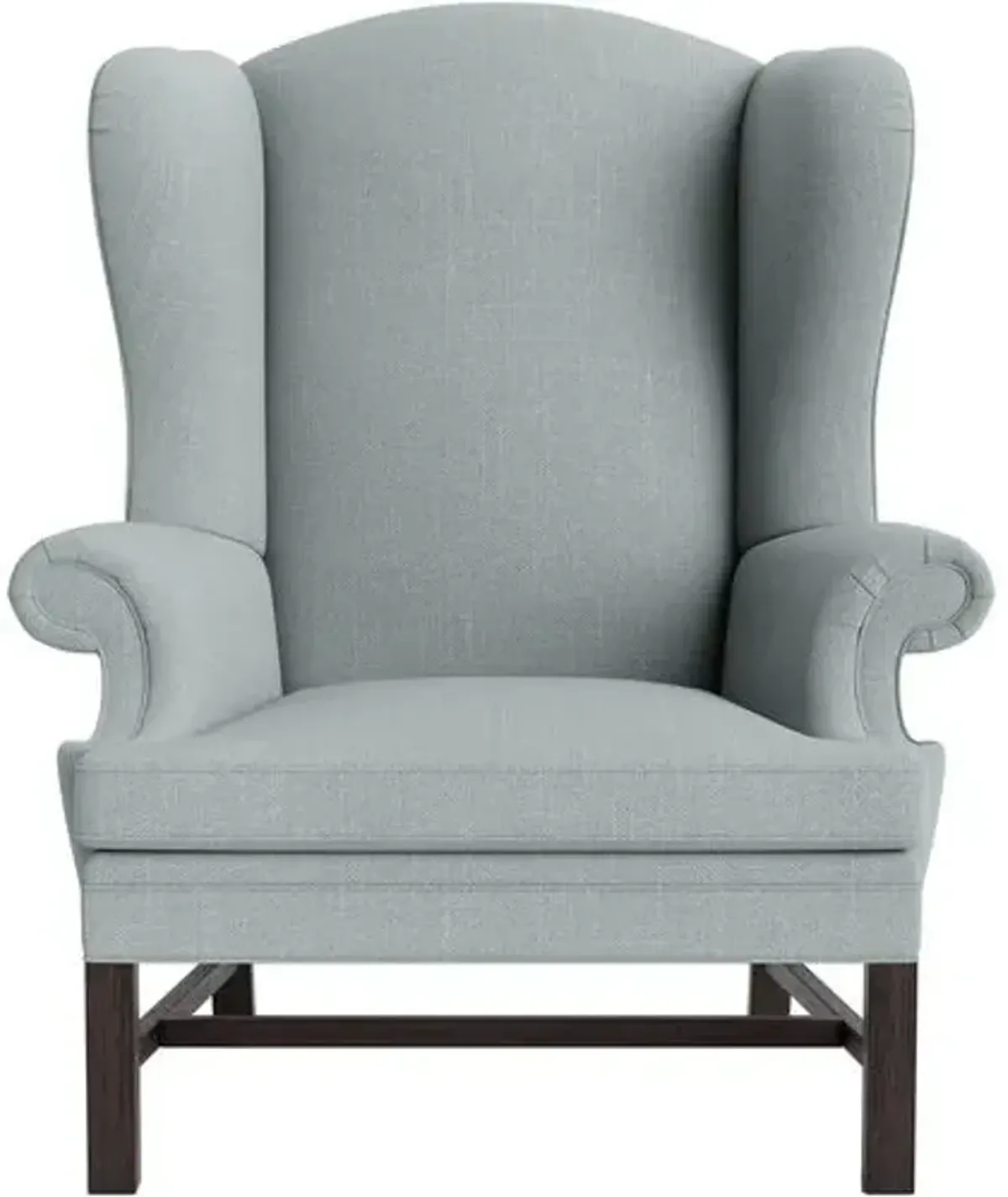 Marth Stewart Dearborne Wingback Chair - Lily Pond Linen Weave - Handcrafted in The USA - Blue - Comfortable, Stylish