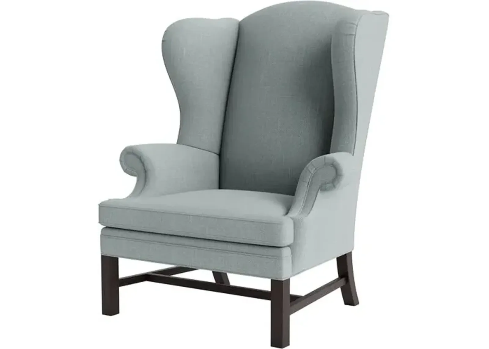 Marth Stewart Dearborne Wingback Chair - Lily Pond Linen Weave - Handcrafted in The USA - Blue - Comfortable, Stylish