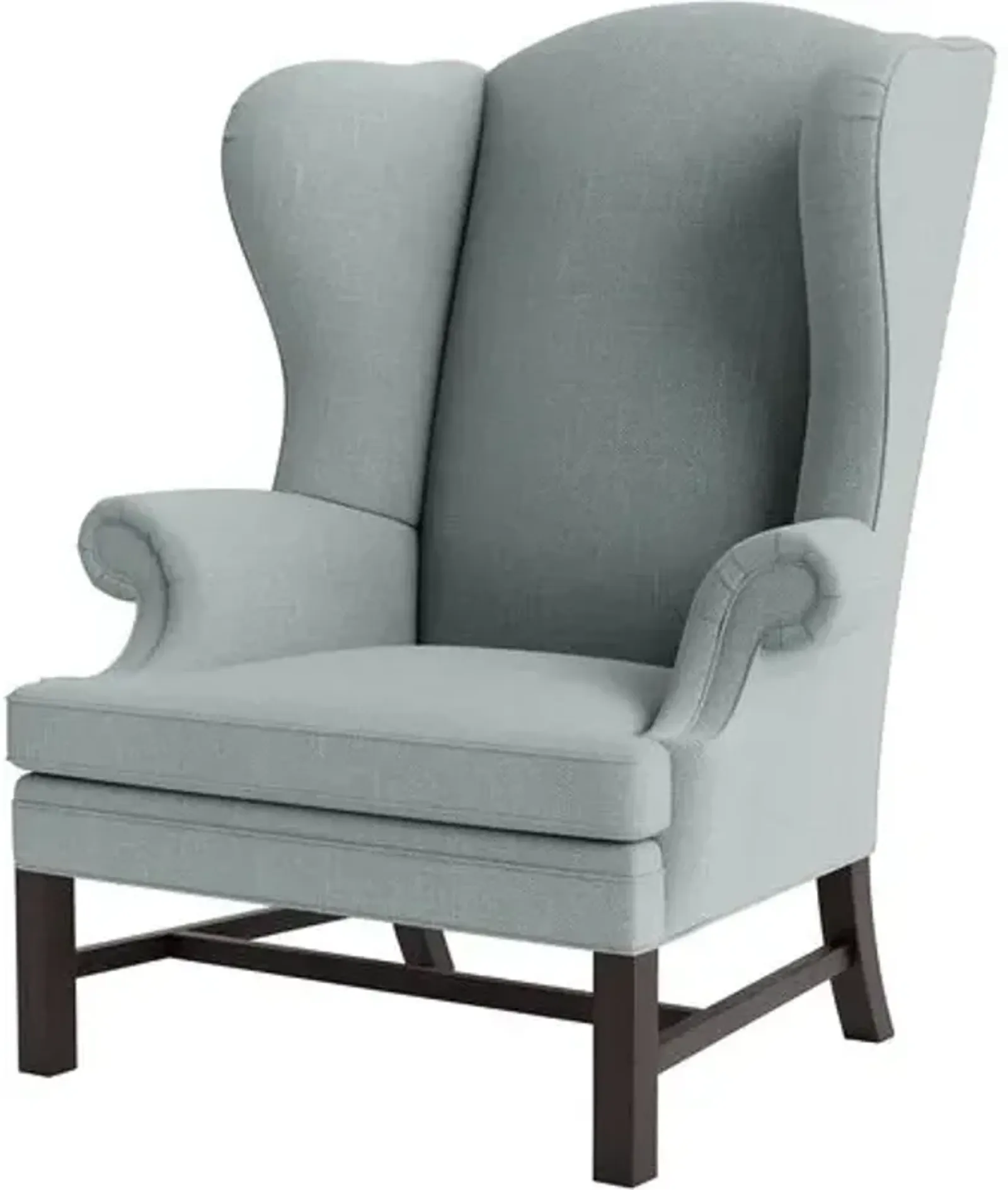 Marth Stewart Dearborne Wingback Chair - Lily Pond Linen Weave - Handcrafted in The USA - Blue - Comfortable, Stylish