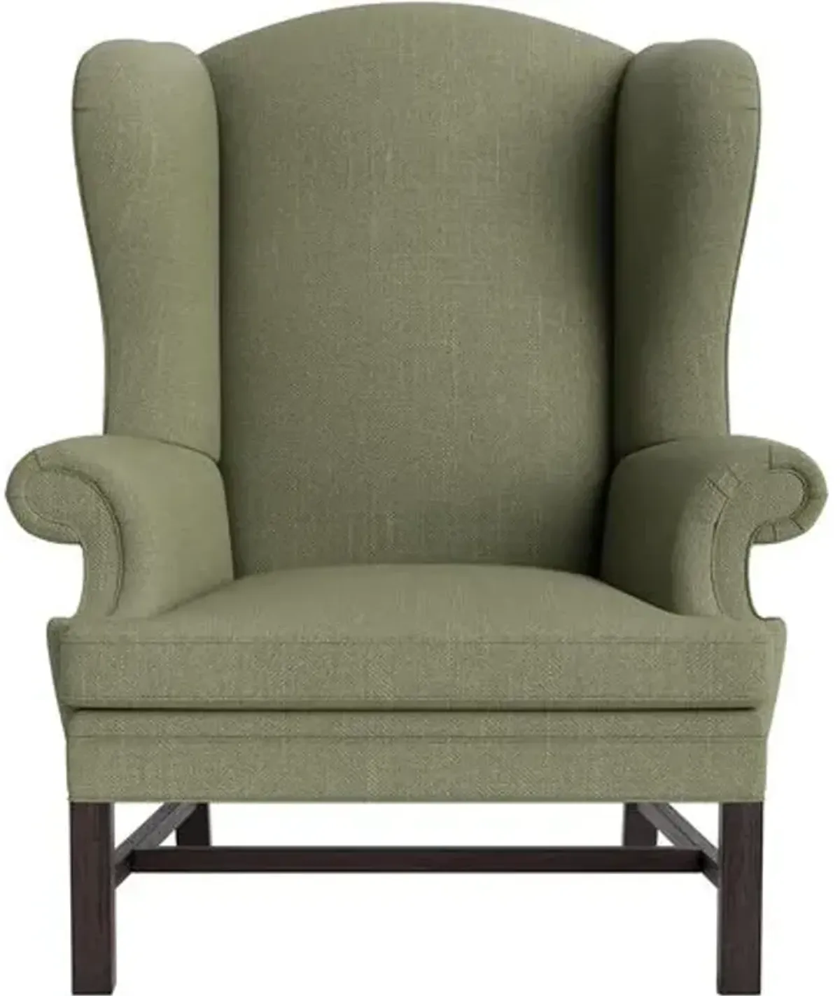 Marth Stewart Dearborne Wingback Chair - Lily Pond Linen Weave - Handcrafted in The USA - Green - Comfortable, Stylish