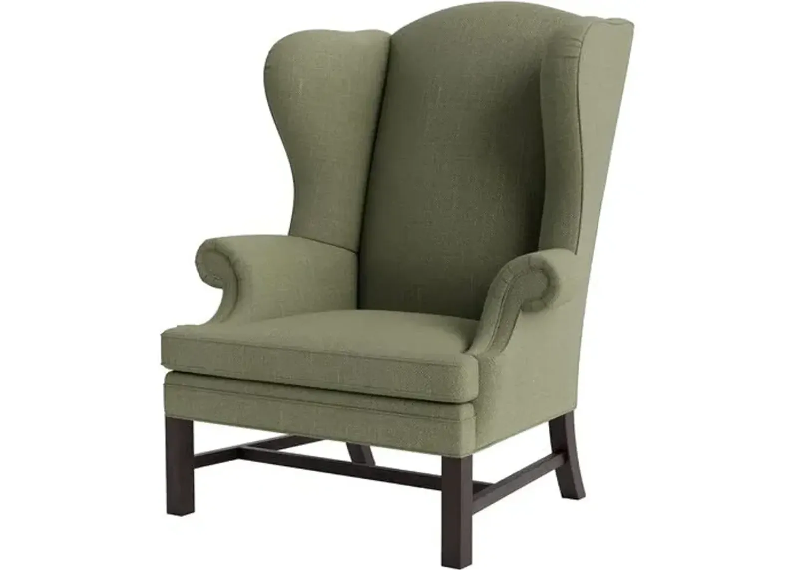 Marth Stewart Dearborne Wingback Chair - Lily Pond Linen Weave - Handcrafted in The USA - Green - Comfortable, Stylish