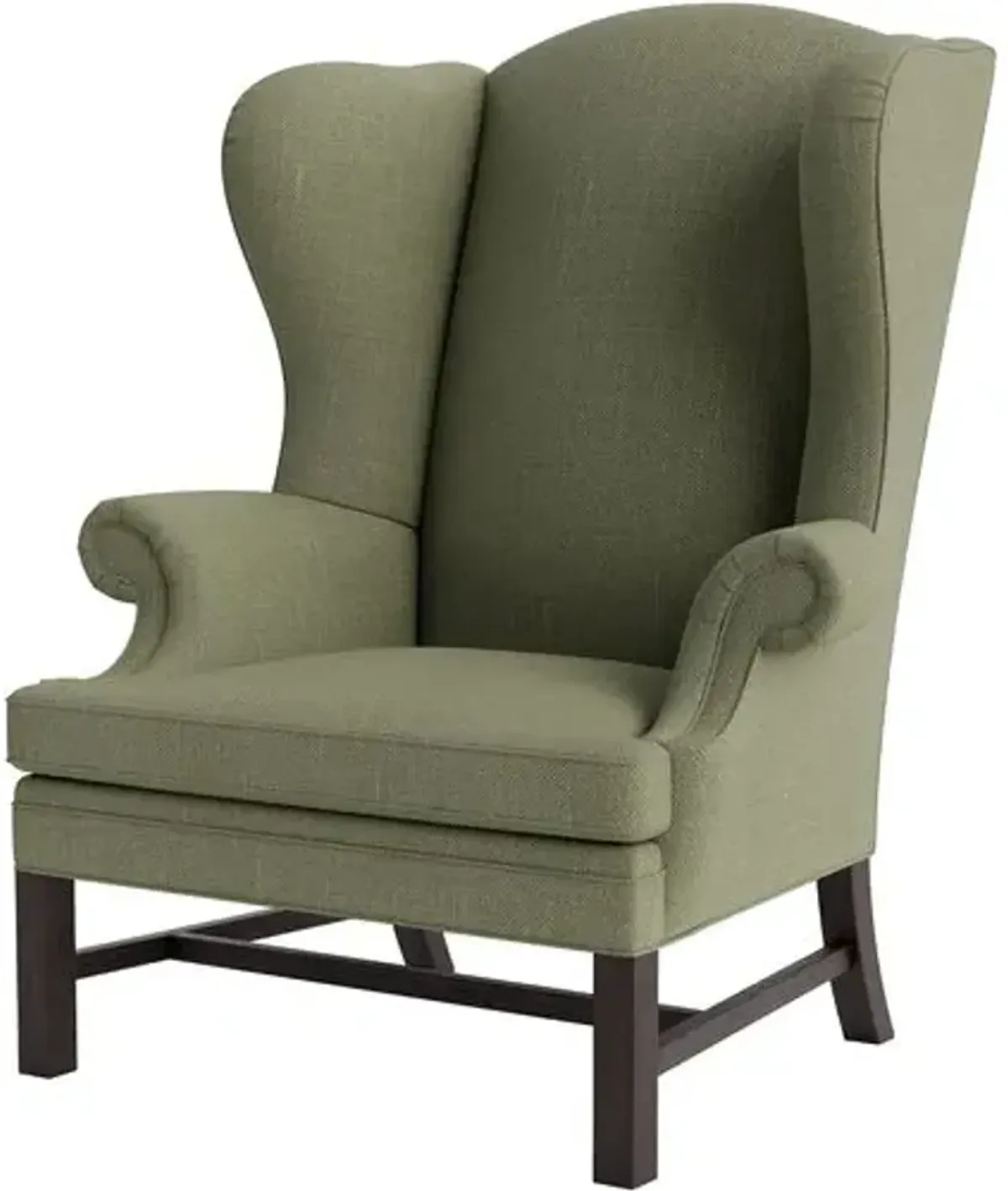 Marth Stewart Dearborne Wingback Chair - Lily Pond Linen Weave - Handcrafted in The USA - Green - Comfortable, Stylish