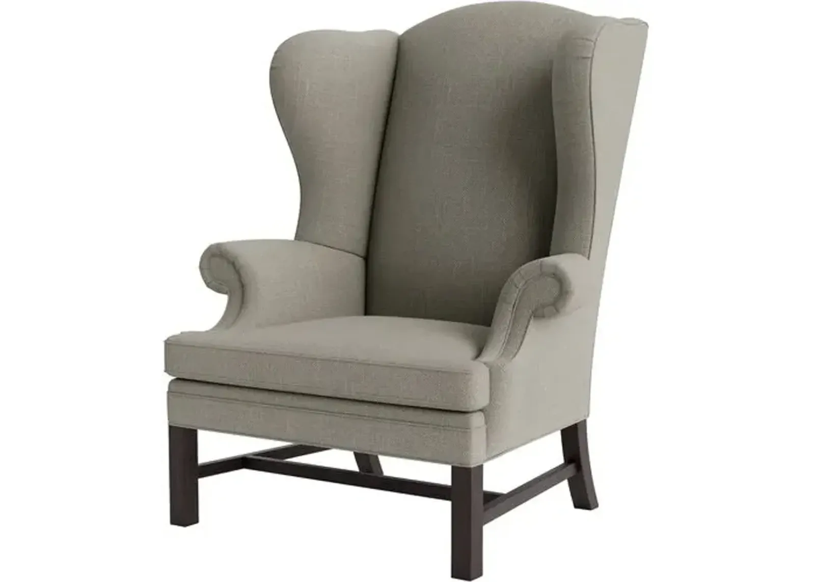 Marth Stewart Dearborne Wingback Chair - Lily Pond Linen Weave - Handcrafted in The USA - Gray - Comfortable, Stylish