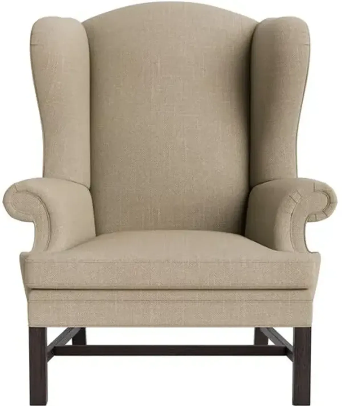 Marth Stewart Dearborne Wingback Chair - Lily Pond Linen Weave - Handcrafted in The USA - Brown - Comfortable, Stylish