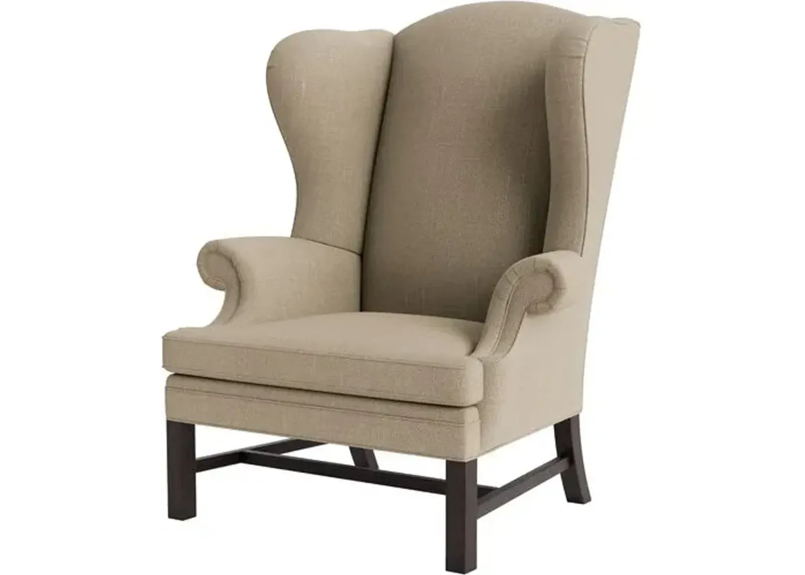 Marth Stewart Dearborne Wingback Chair - Lily Pond Linen Weave - Handcrafted in The USA - Brown - Comfortable, Stylish