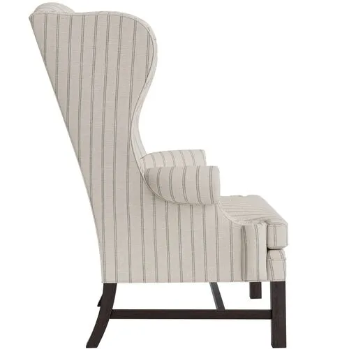 Marth Stewart Dearborne Wingback Chair - Lily Pond Linen Weave Stripe - Handcrafted in The USA - Gray - Comfortable, Stylish