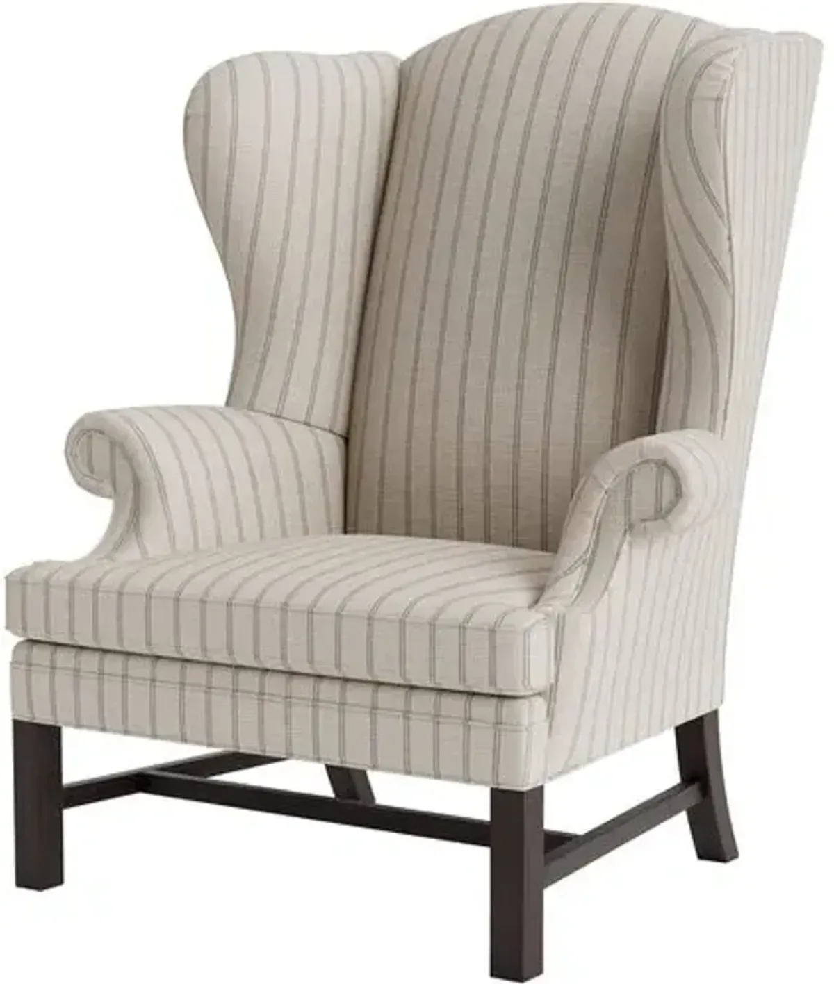 Marth Stewart Dearborne Wingback Chair - Lily Pond Linen Weave Stripe - Handcrafted in The USA - Gray - Comfortable, Stylish