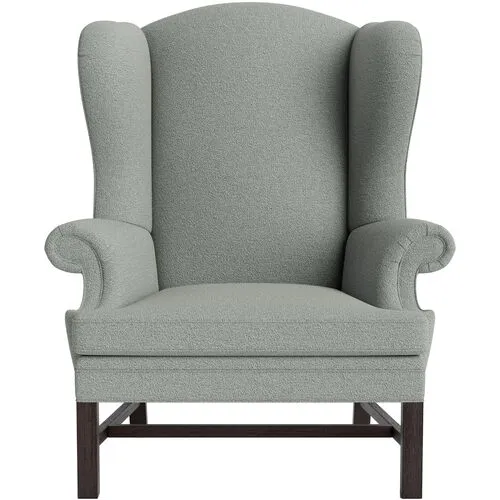 Marth Stewart Dearborne Wingback Chair - Perry Street Boucle - Handcrafted in The USA - Blue - Comfortable, Stylish