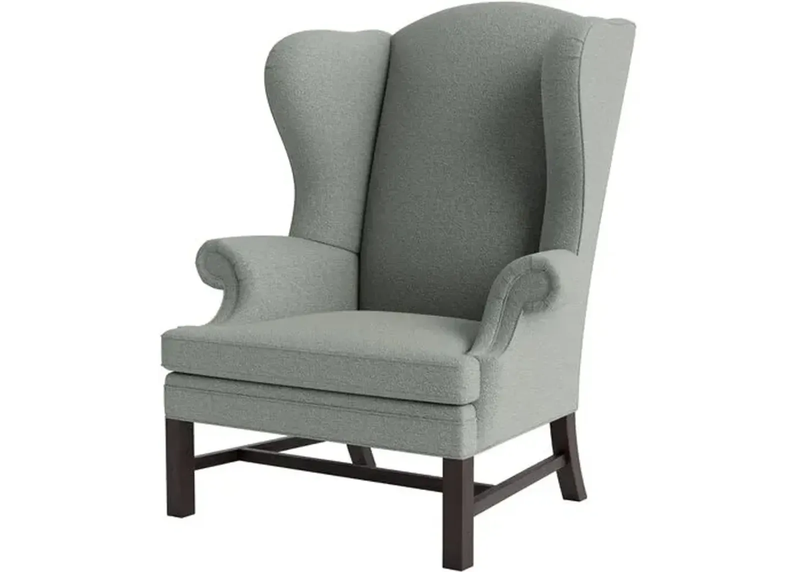 Marth Stewart Dearborne Wingback Chair - Perry Street Boucle - Handcrafted in The USA - Blue - Comfortable, Stylish