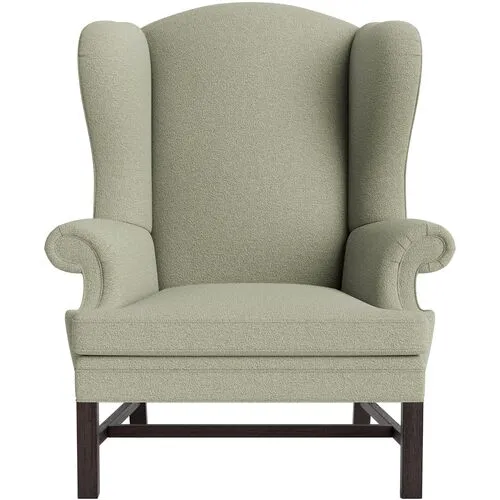 Marth Stewart Dearborne Wingback Chair - Perry Street Boucle - Handcrafted in The USA - Green - Comfortable, Stylish