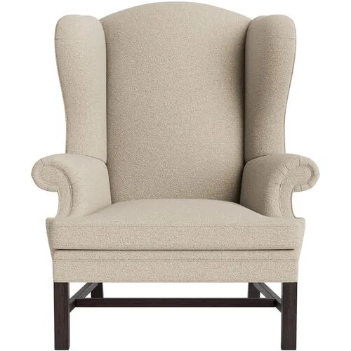 Marth Stewart Dearborne Wingback Chair - Perry Street Boucle - Handcrafted in The USA - Brown - Comfortable, Stylish