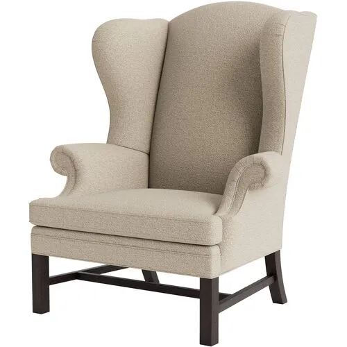 Marth Stewart Dearborne Wingback Chair - Perry Street Boucle - Handcrafted in The USA - Brown - Comfortable, Stylish