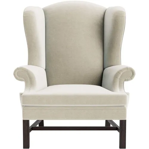 Marth Stewart Dearborne Wingback Chair - Perry Street Velvet - Handcrafted in The USA - Beige - Comfortable, Stylish