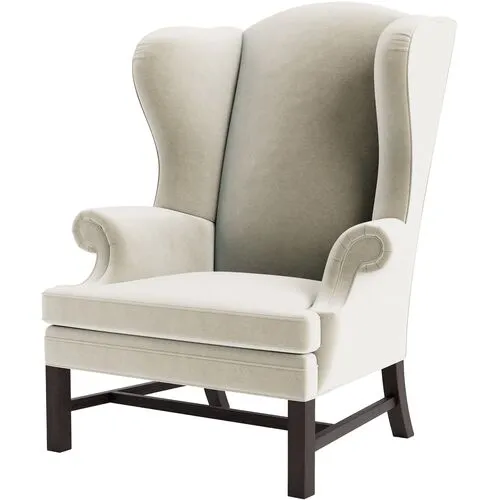 Marth Stewart Dearborne Wingback Chair - Perry Street Velvet - Handcrafted in The USA - Beige - Comfortable, Stylish