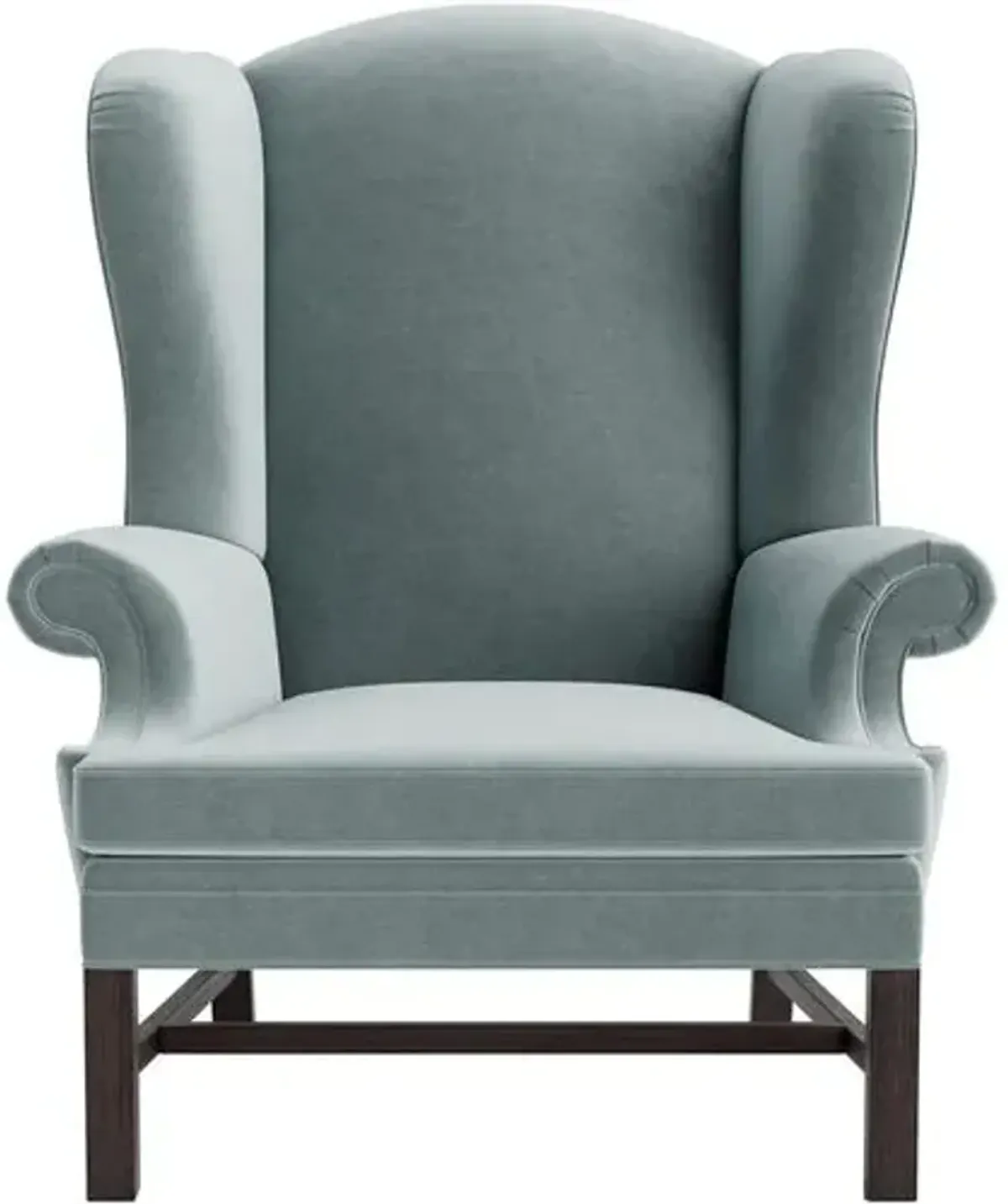 Marth Stewart Dearborne Wingback Chair - Perry Street Velvet - Handcrafted in The USA - Blue - Comfortable, Stylish